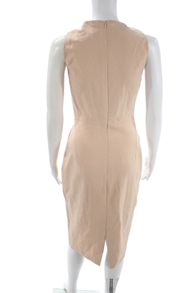 Zara Woman Womens Sheath Dress Beige Mid-Calf Zip Rayon Blend Size S