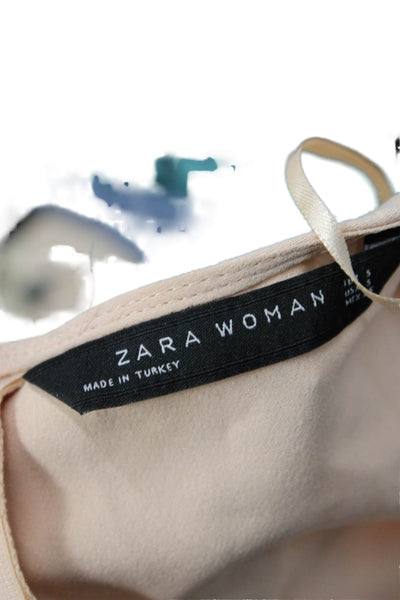 Zara Woman Womens Sheath Dress Beige Mid-Calf Zip Rayon Blend Size S