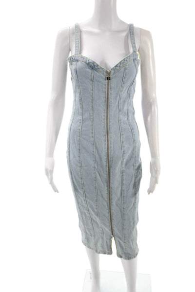 Birger Christensen Womens Bodycon Pencil Dress Light Blue Cotton Midcalf Size 4