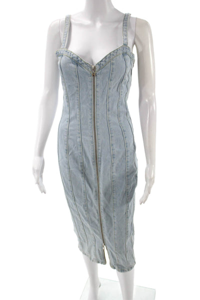 Birger Christensen Womens Bodycon Pencil Dress Light Blue Cotton Midcalf Size 4