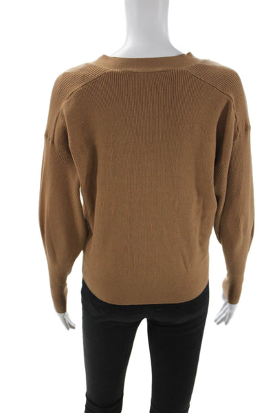 Zara Unisex Cardigan Brown V-Neck Long Sleeve Button Solid Size S