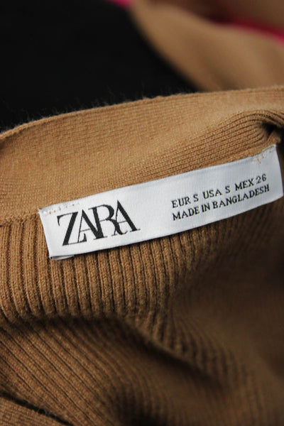 Zara Unisex Cardigan Brown V-Neck Long Sleeve Button Solid Size S