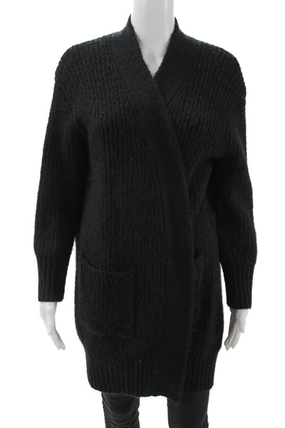 Zara Unisex Black V Neck Cardigan Polyester Acrylic Elastane Size S