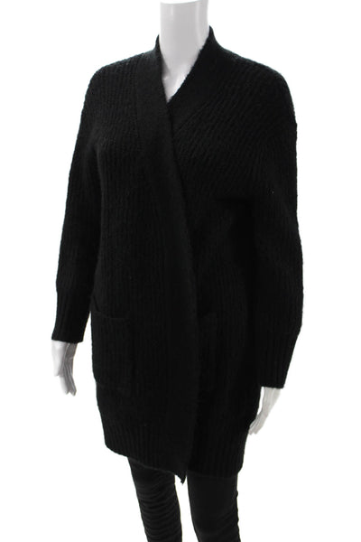 Zara Unisex Black V Neck Cardigan Polyester Acrylic Elastane Size S