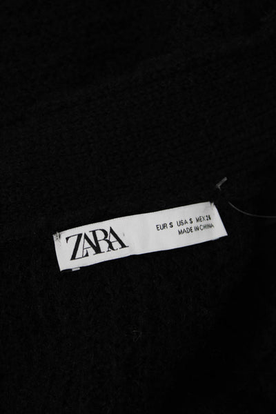 Zara Unisex Black V Neck Cardigan Polyester Acrylic Elastane Size S
