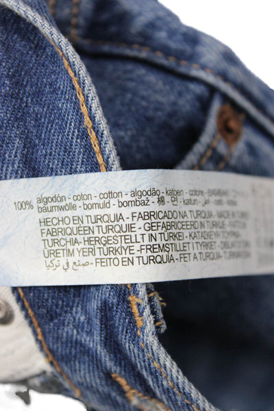 Zara Unisex Straight Wide-Leg Jeans Blue High Rise Cotton Size 0