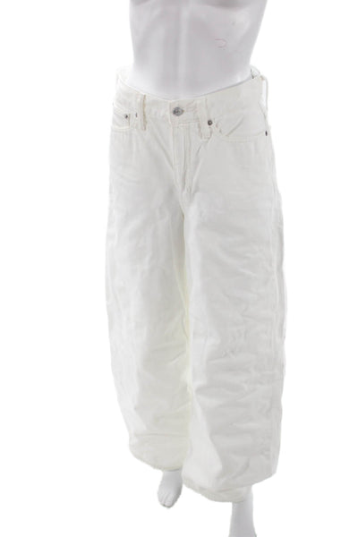 J Crew Unisex White High Rise 90s Cotton Jeans Button Fly 32 Inseam Size 25