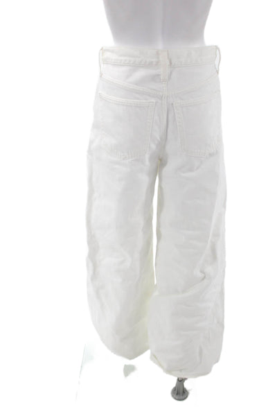 J Crew Unisex White High Rise 90s Cotton Jeans Button Fly 32 Inseam Size 25