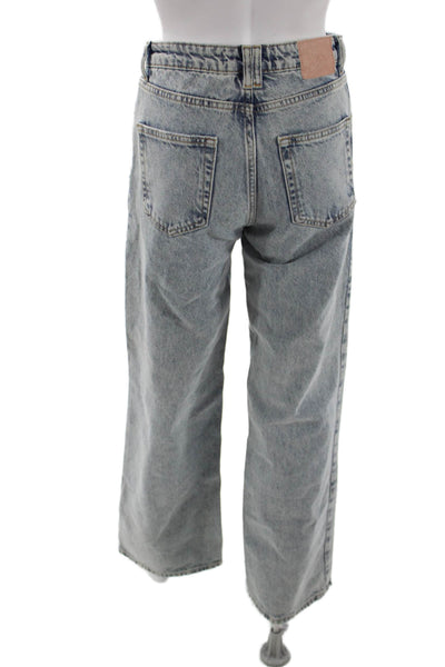 Zara Women Wide Leg Gray Jeans Mid Rise 32 Inseam Cotton Size 0