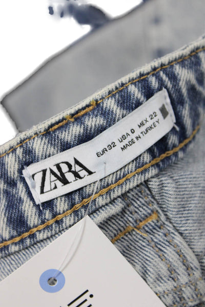 Zara Women Wide Leg Gray Jeans Mid Rise 32 Inseam Cotton Size 0