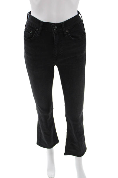 Rag & Bone Womens Cropped Flared Black Mid Rise Jeans Size 24