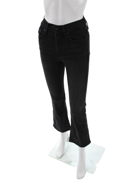 Rag & Bone Womens Cropped Flared Black Mid Rise Jeans Size 24