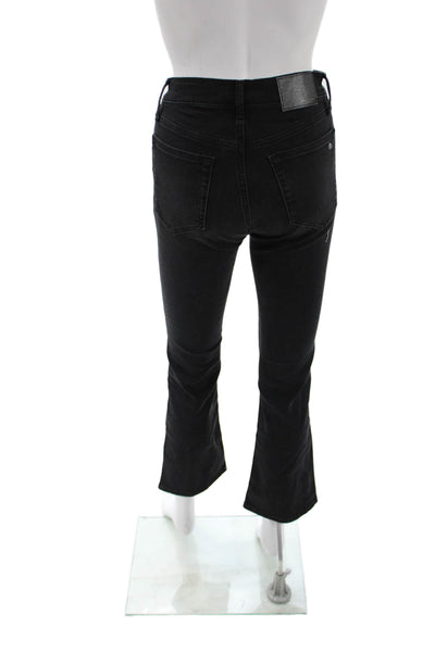 Rag & Bone Womens Cropped Flared Black Mid Rise Jeans Size 24