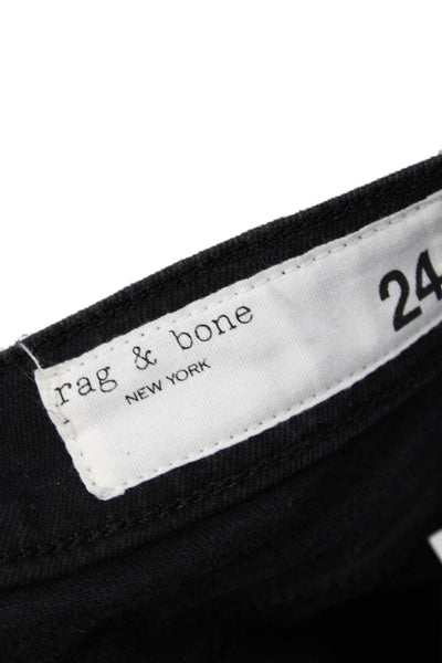 Rag & Bone Womens Cropped Flared Black Mid Rise Jeans Size 24