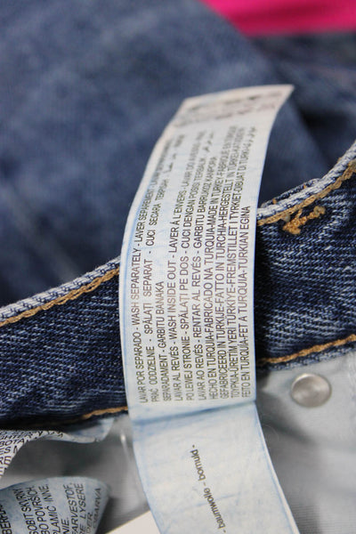Zara Unisex Dark Blue High Rise Wide Leg Straight Jeans Size 2