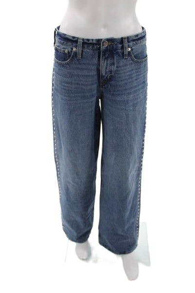 J Crew Womens Wide-Leg Jeans Blue 100% Cotton Low Rise Inseam 31 Size 25