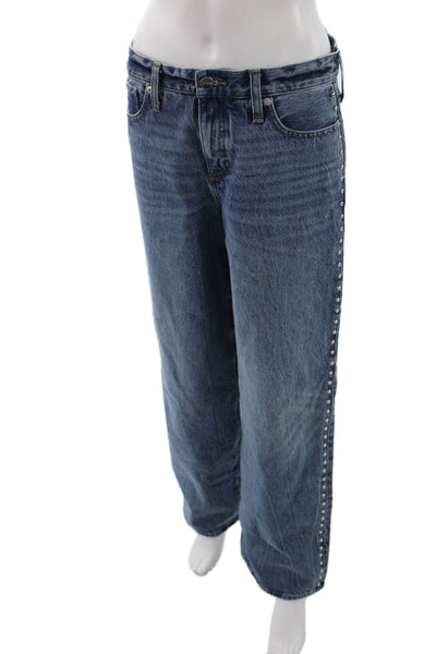 J Crew Womens Wide-Leg Jeans Blue 100% Cotton Low Rise Inseam 31 Size 25