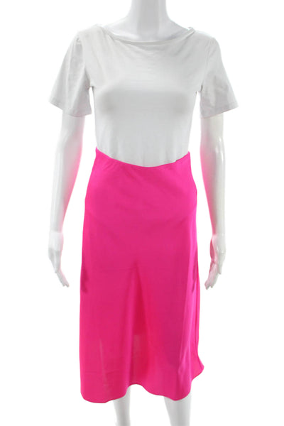 J Crew Womens A-Line Midi Skirt Pink Solid Polyester Size 2XS