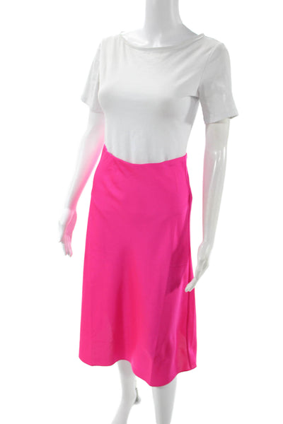 J Crew Womens A-Line Midi Skirt Pink Solid Polyester Size 2XS