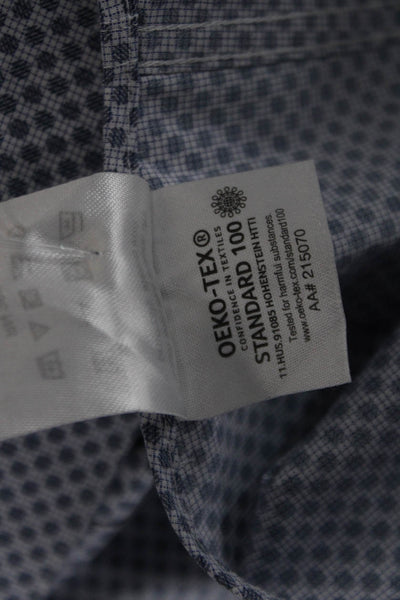 Calvin Klein Mens Point Collar Geometric Blue Cotton Poly Dress Shirt Size 17
