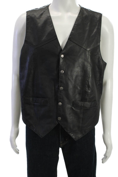 Scully Mens Leather Button Down Vest Black Size Large