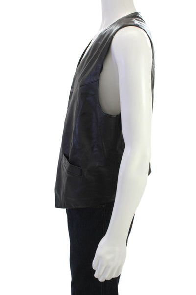 Scully Mens Leather Button Down Vest Black Size Large