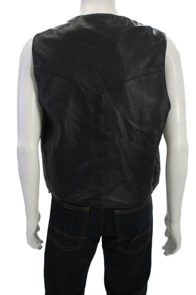 Scully Mens Leather Button Down Vest Black Size Large