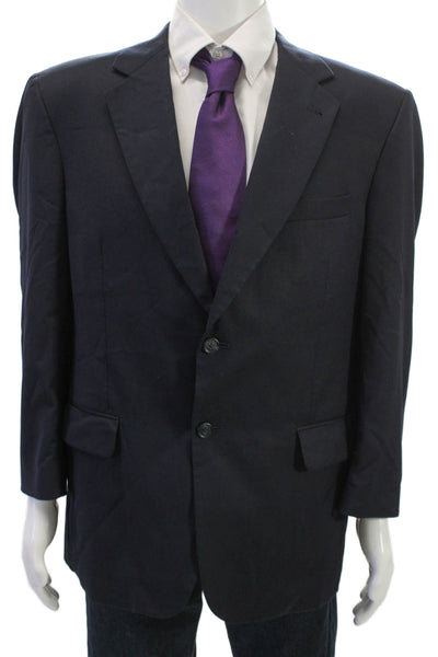 Jos A Bank Mens Dark Blue 100% Wool Classic Suit Jacket Collared Button Size 42