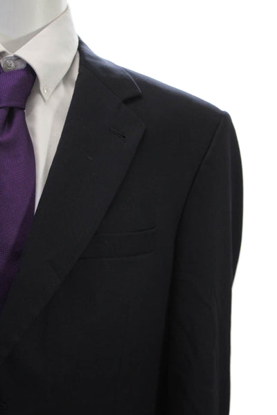 Jos A Bank Mens Dark Blue 100% Wool Classic Suit Jacket Collared Button Size 42