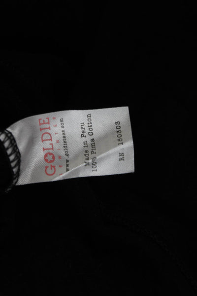 Goldie Womens Basic Long Sleeve Crew Neck Pima Cotton T-Shirt Black Size XS