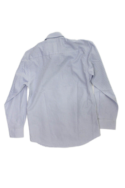 Leo & Zachary Childrens Boys Plaid Dress Shirt Blue White Cotton Size 8