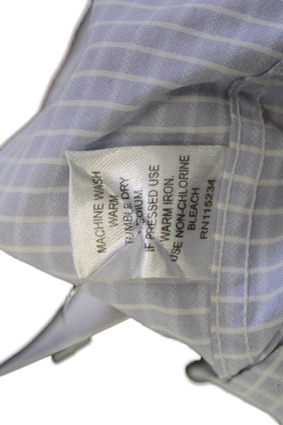 Leo & Zachary Childrens Boys Plaid Dress Shirt Blue White Cotton Size 8