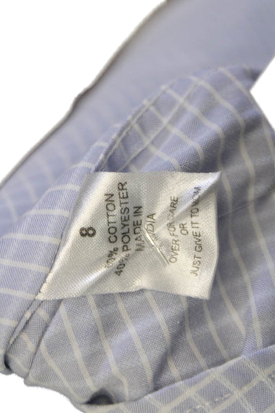 Leo & Zachary Childrens Boys Plaid Dress Shirt Blue White Cotton Size 8