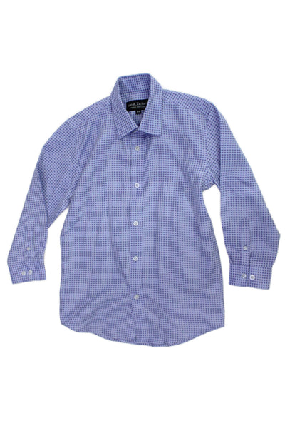 Leo & Zachary Childrens Boys Plaid Dress Shirt Blue Cotton Size 8