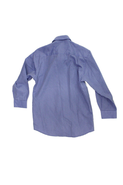 Leo & Zachary Childrens Boys Plaid Dress Shirt Blue Cotton Size 8