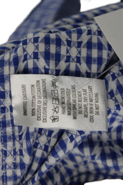 Robert Graham Childrens Boys Plaid Dress Shirt Blue White Cotton Size 8