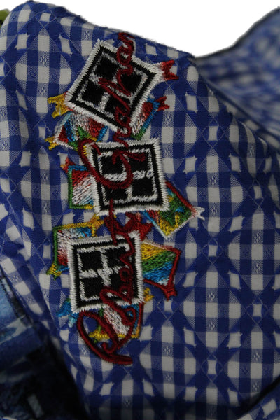 Robert Graham Childrens Boys Plaid Dress Shirt Blue White Cotton Size 8