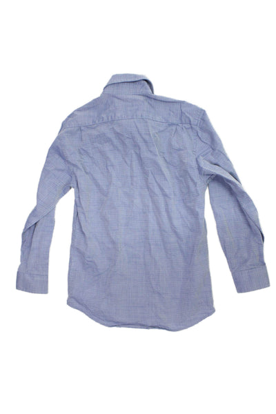 Isaac Mizrahi Childrens Boys Geometric Print Dress Shirt Blue Cotton Size 8