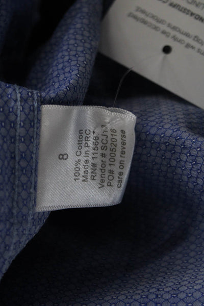 Isaac Mizrahi Childrens Boys Geometric Print Dress Shirt Blue Cotton Size 8