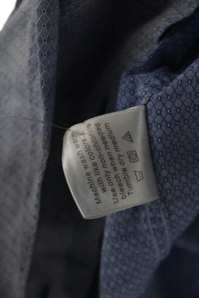 Isaac Mizrahi Childrens Boys Geometric Print Dress Shirt Blue Cotton Size 8