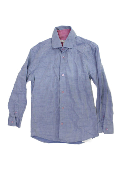 Isaac Mizrahi Childrens Boys Geometric Print Dress Shirt Blue Size 8