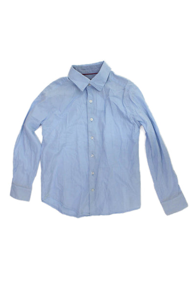 Vince Chidrens Boys Plaid Dress Shirt Blue Cotton Size Small