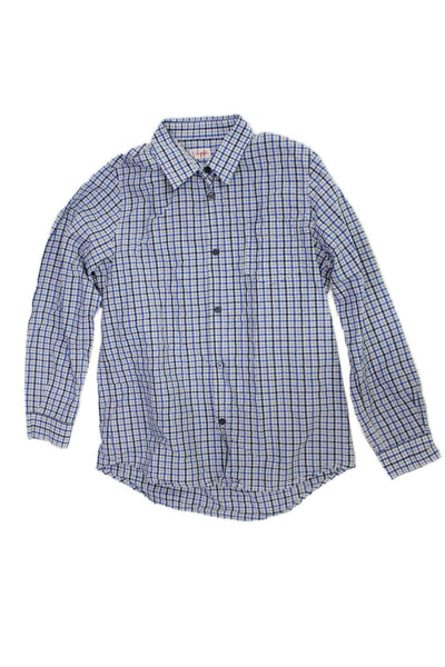 Il Gufo Childrens Boys Plaid Button Down Shirt Blue Cotton Size 10