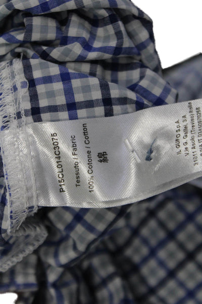 Il Gufo Childrens Boys Plaid Button Down Shirt Blue Cotton Size 10