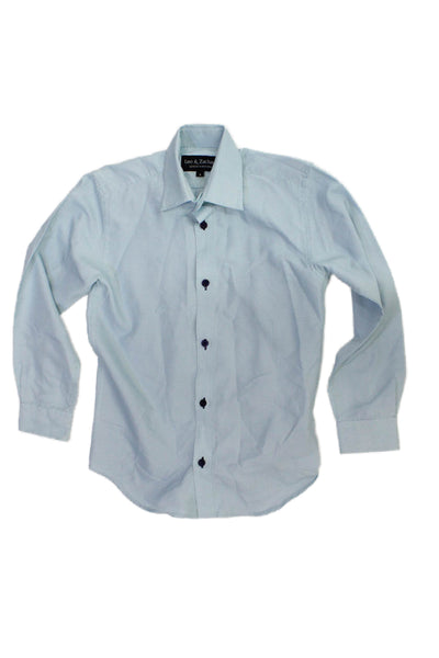 Leo & Zachary Childrens Boys Button Down Dress Shirt Sky Blue Cotton Size 6