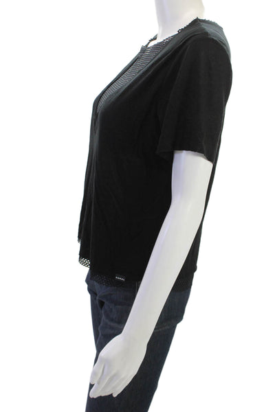 Koral Womens Black V-Neck T-Shirt Short Sleeve Tencel Gothic Size M