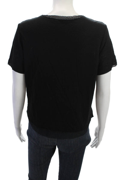 Koral Womens Black V-Neck T-Shirt Short Sleeve Tencel Gothic Size M