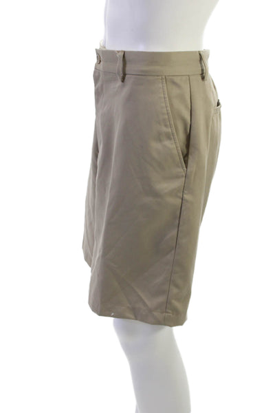 Greg Norman Mens Chino Shorts Beige Cotton Blend Button Size 36