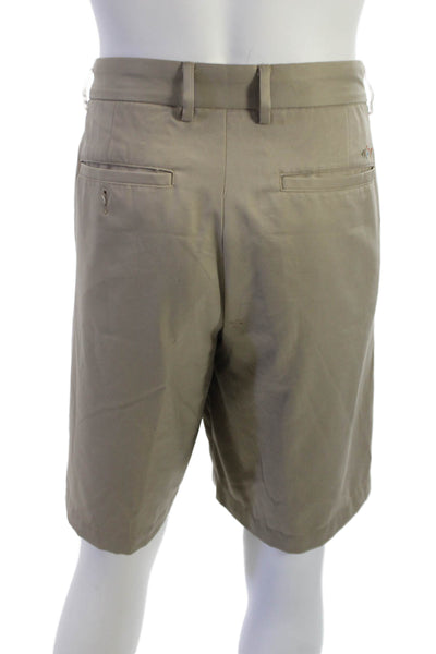 Greg Norman Mens Chino Shorts Beige Cotton Blend Button Size 36