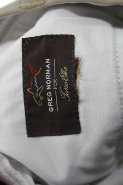 Greg Norman Mens Chino Shorts Beige Cotton Blend Button Size 36